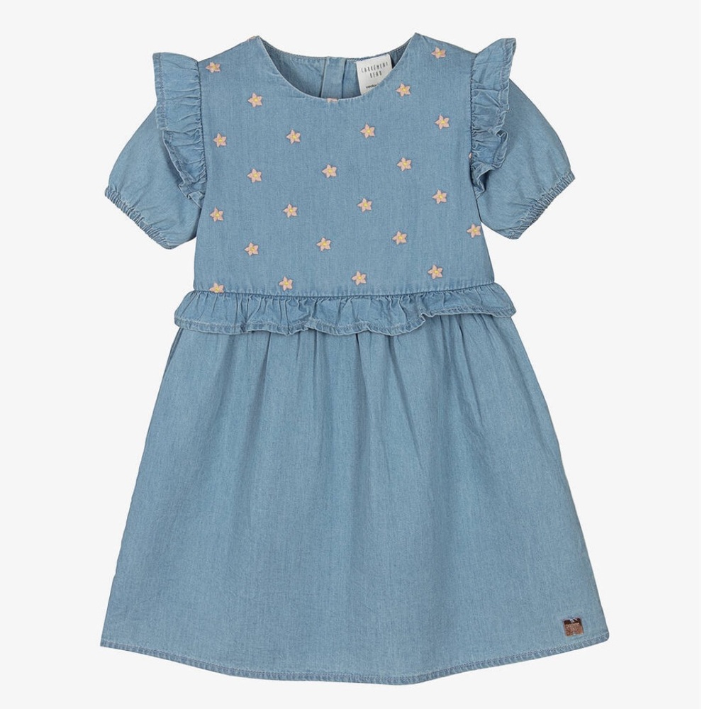 NWT Carrement Beau Blue Embroidered Chambray Dress
